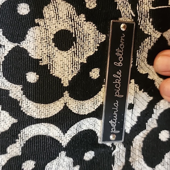 Petunia Pickle Bottom Boxy Diaper bag Backpack Black and Cream Color Tapestry - Picture 3 of 7